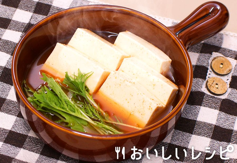 レンジで簡単湯豆腐（キムチ鍋）